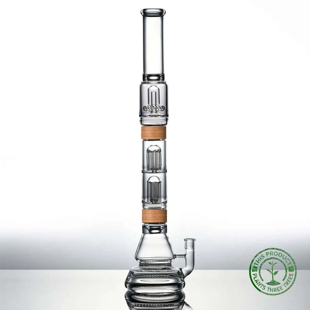 23 inch Comfort set with voyager base dual tree perc ufo mouthpiece in bamboo Vitae Glass.