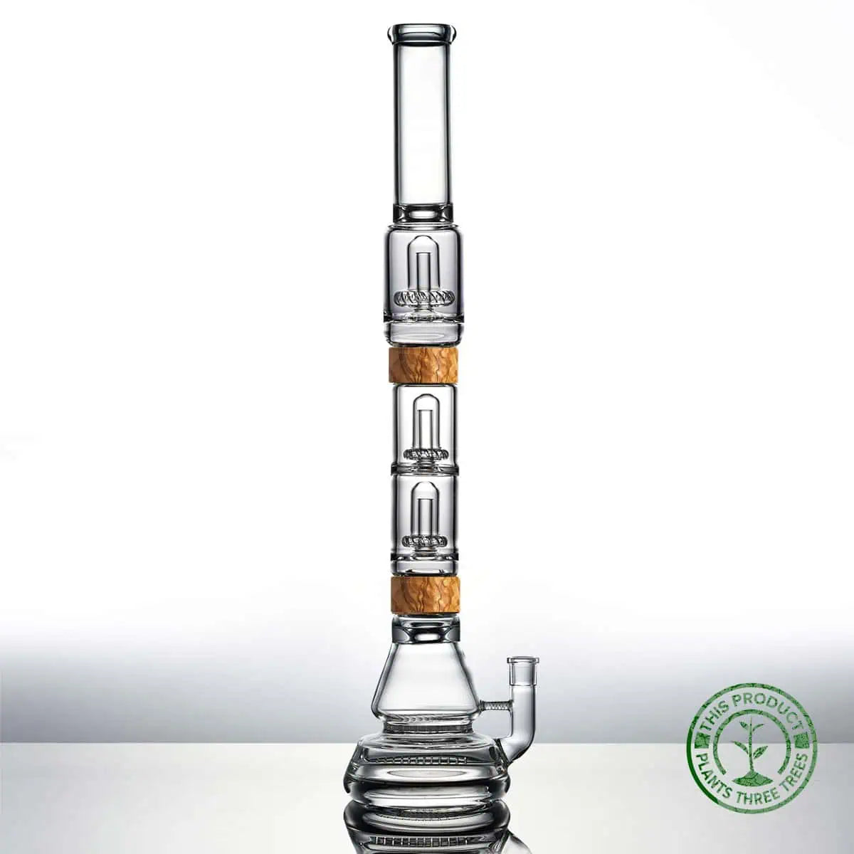 23 inch Comfort set with voyager base dual ufo perc ufo mouthpiece in olive wood Vitae Glass.