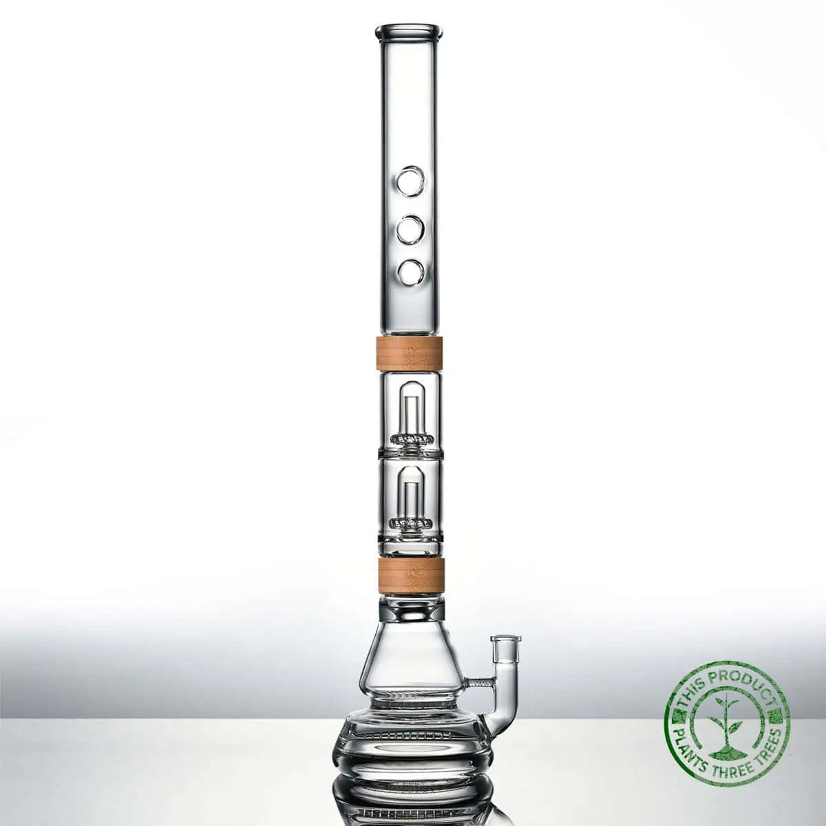 23 inch Comfort set with voyager base dual ufo perc trio mouthpiece in bamboo Vitae Glass.