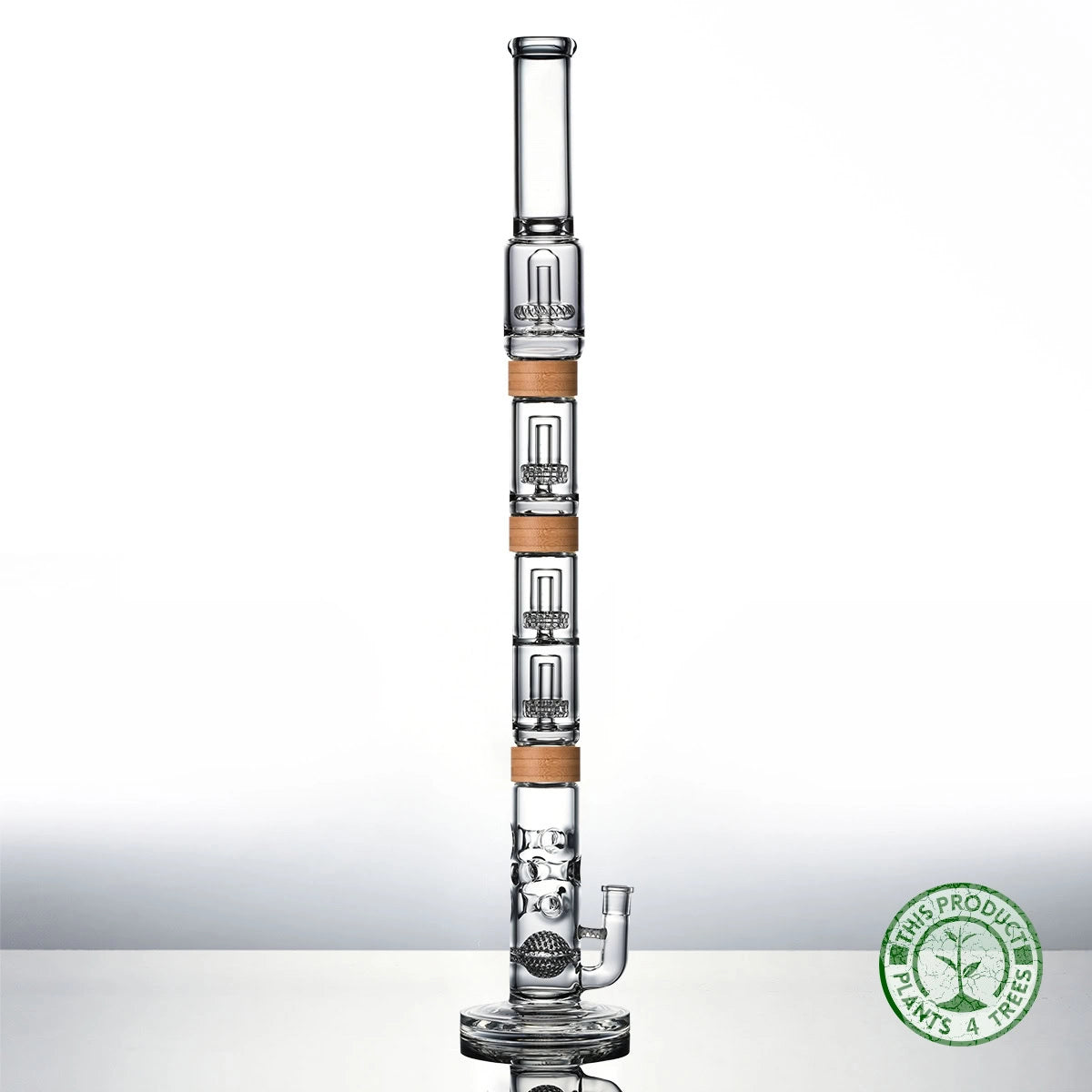 The Master set bong swiss sphere base mini percolator dual percolator in bamboo Vitae Glass.