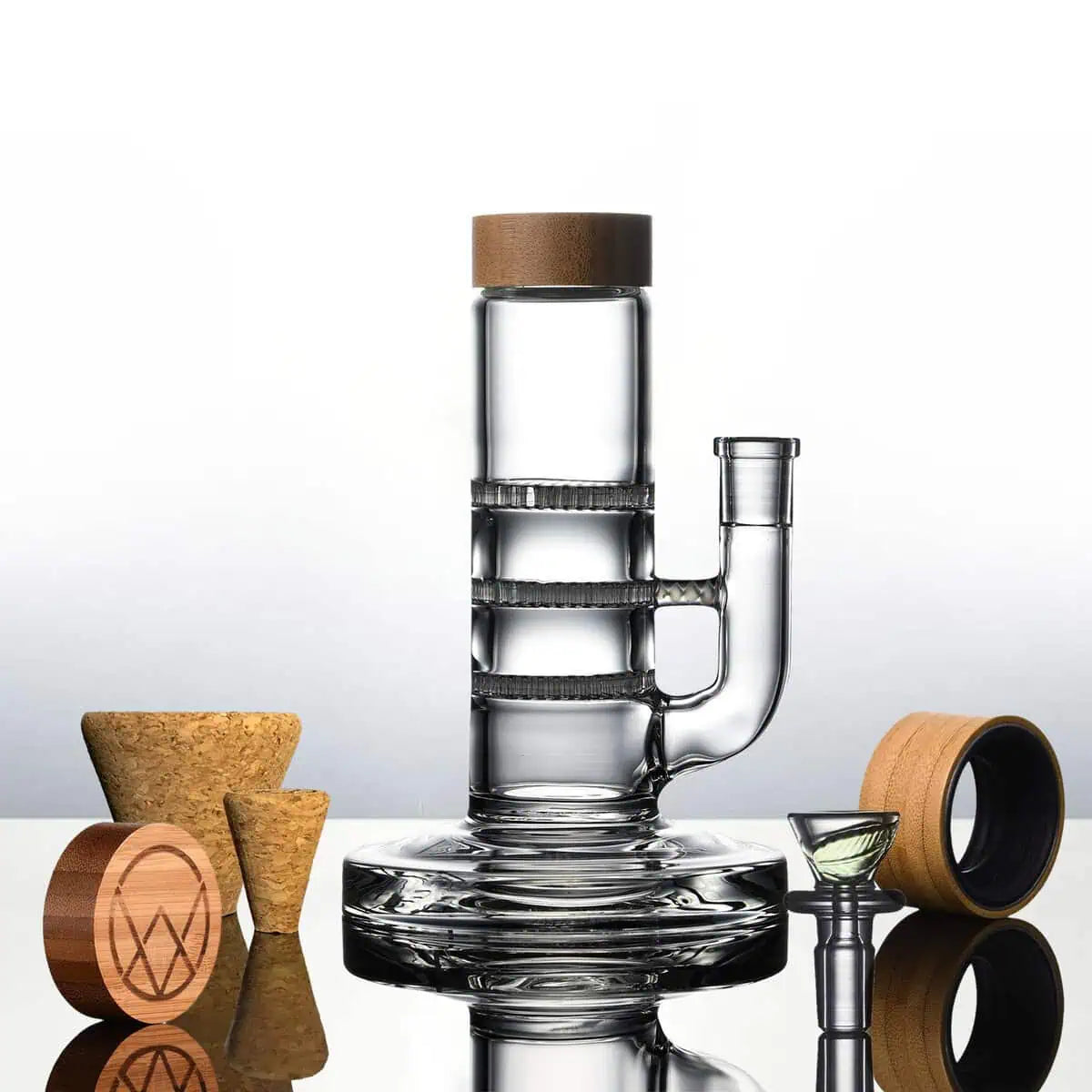 VITAE GLASS thc triple honeycomb base with ring cork plugs and cleaning cap.